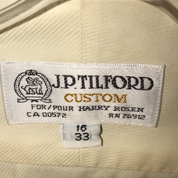 Vintage J.P. Tilford for Harry Rosen Men’s Dress Shirt Cream Size 16 - Picture 2 of 7